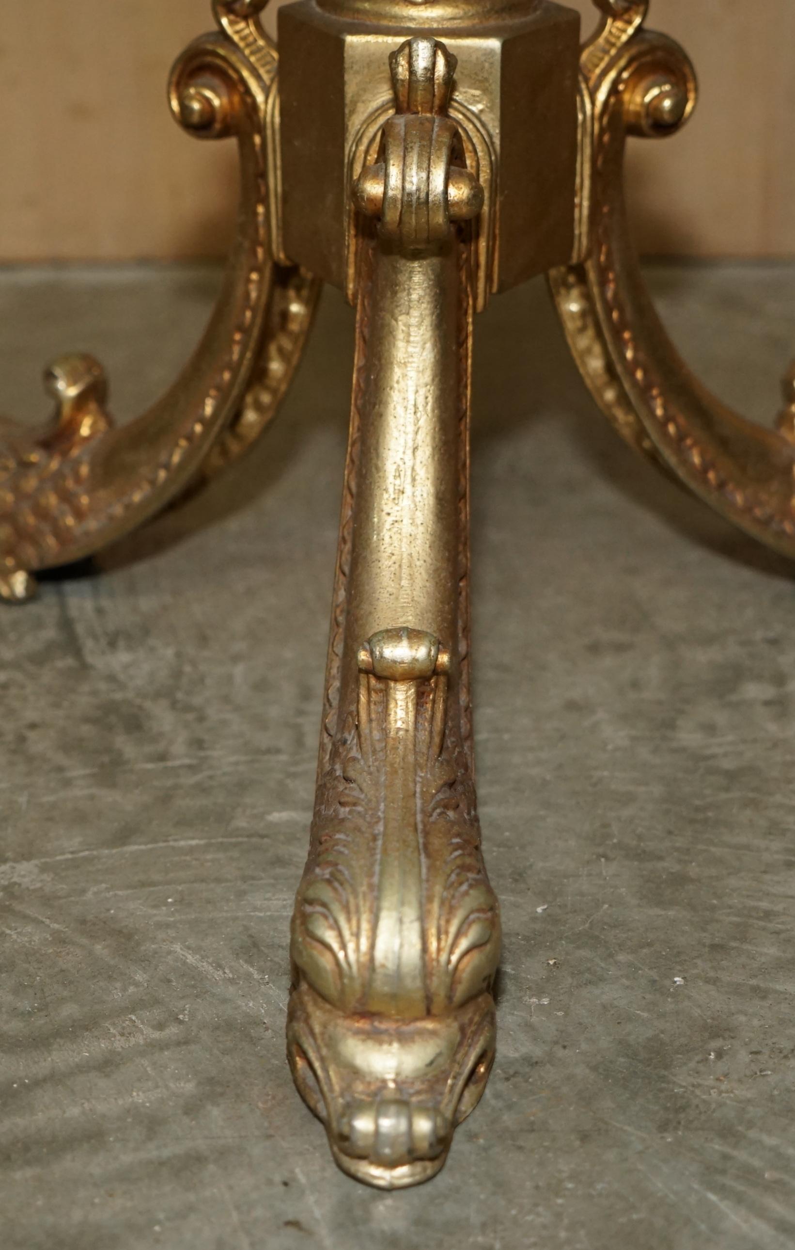 Antique Victorian circa 1880 Brass Coat Hat & Scarf Stand Rare Dolphin Cast Legs For Sale 4