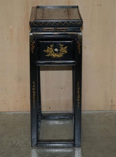 ANTIQUE VICTORIAN CIRCA 1880 CHINESE CHINOISERIE LACQUERED SiDE END LAMP TABLE