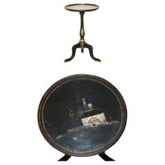 ANTIQUITÉE CHINOISERIE VICTORIAN CIRCA 1880 - TABLE À MAIN LACQUERÉE SUR LES LATÉRALES