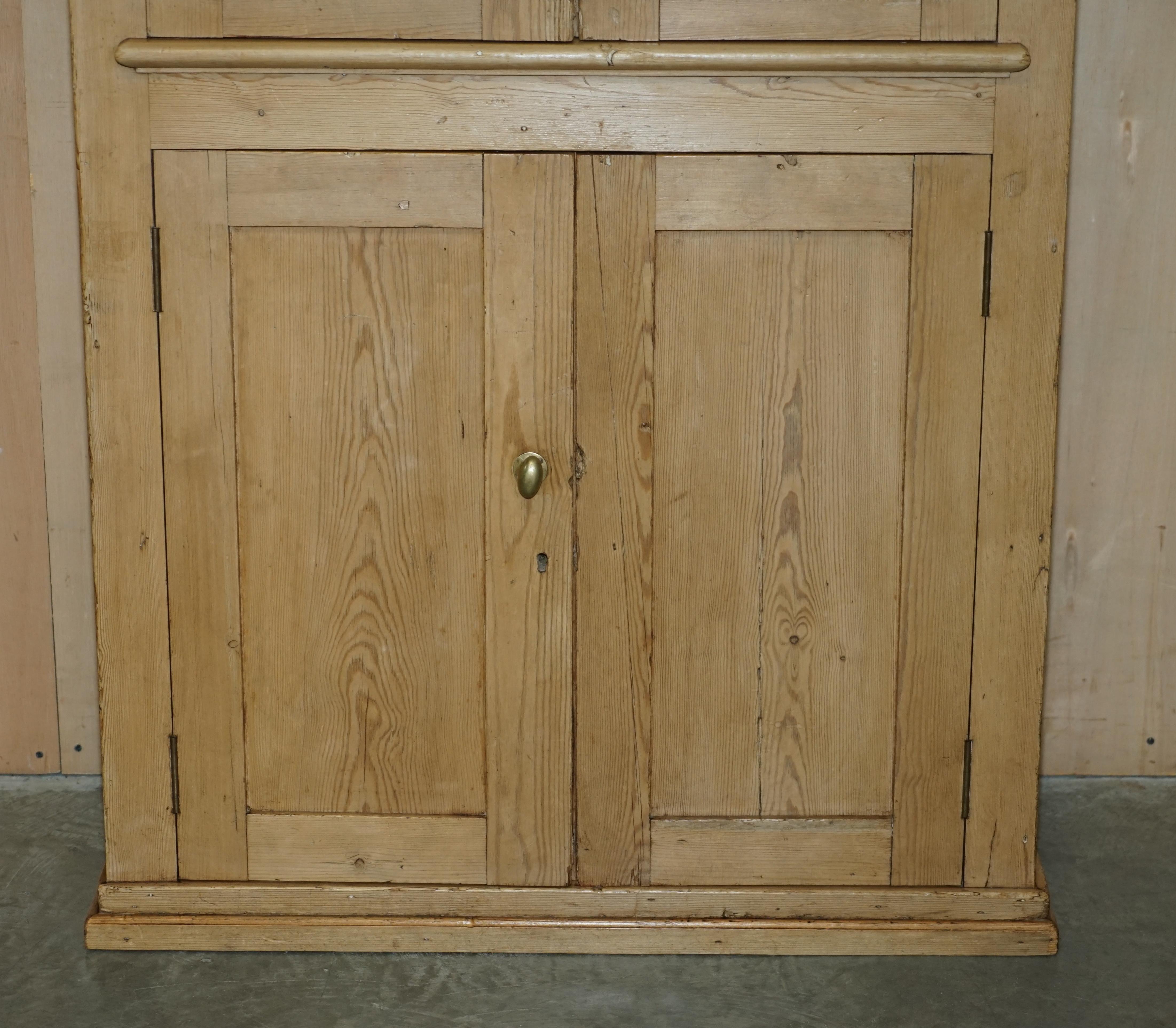 English Antique Victorian circa 1880 Lightly Burred Pine Housekeepers Linen Cupboard For Sale
