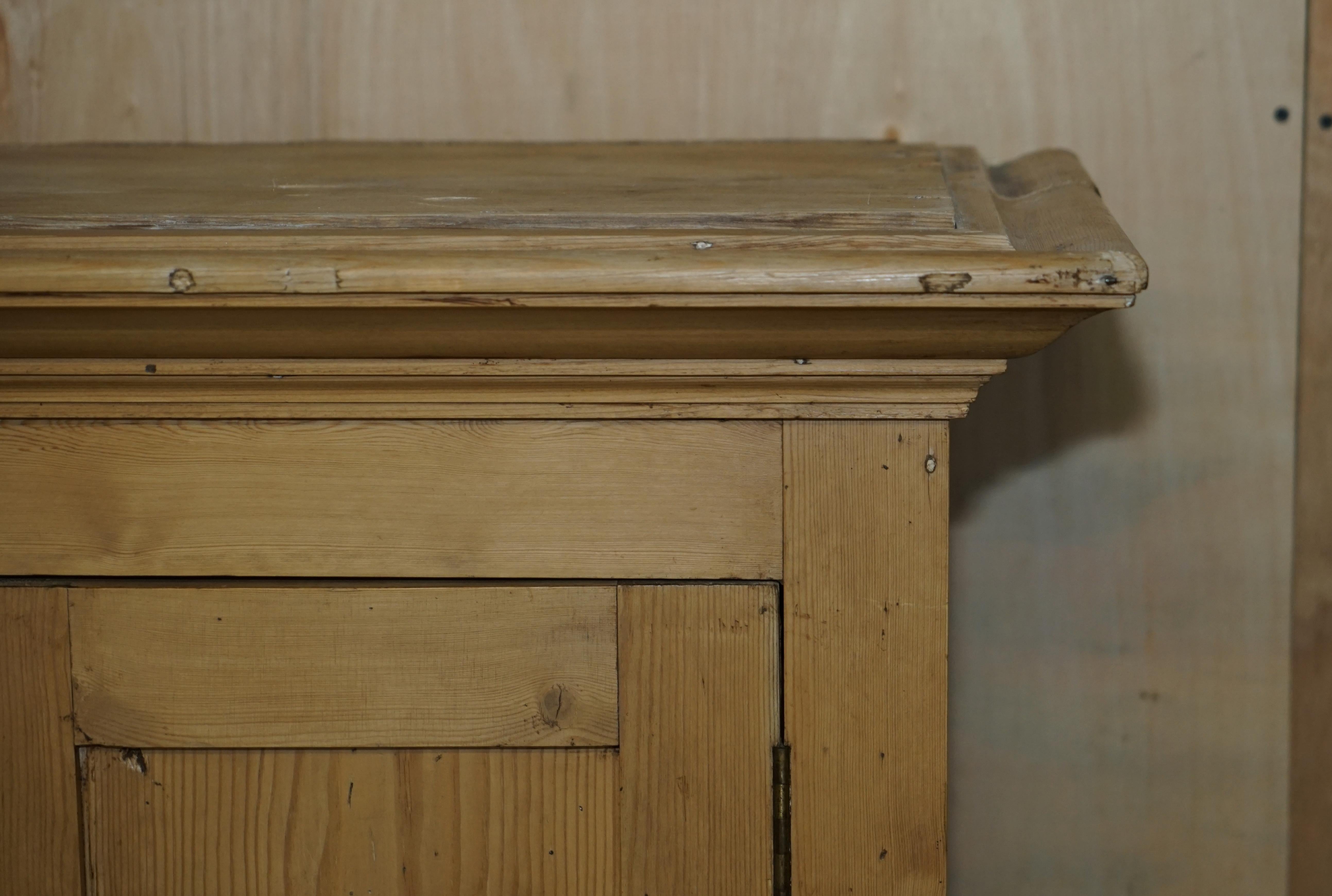 Late 19th Century Antique Victorian circa 1880 Lightly Burred Pine Housekeepers Linen Cupboard For Sale