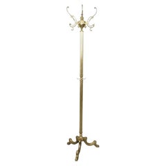 Antique Victorian circa 1880s Brass Coat Hat Scarf Stand with Hooks
