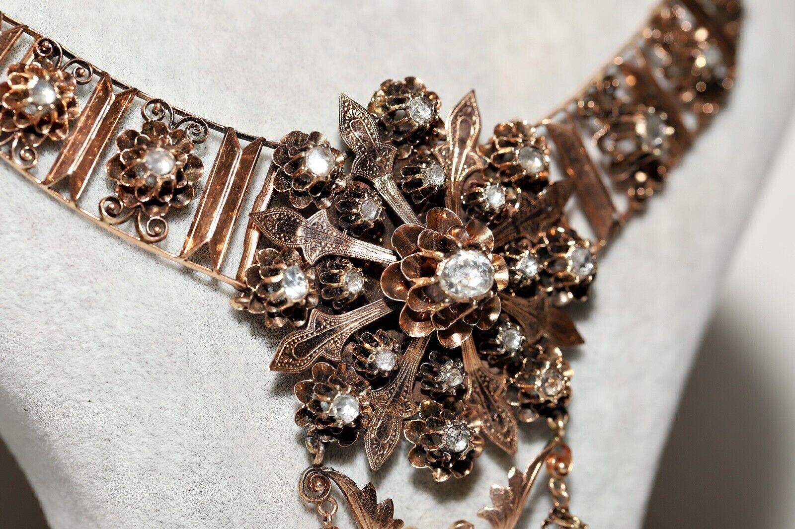 Antike viktorianische Halskette, um 1880, natürlicher Diamant im Rosenschliff, dekoriert  im Angebot 6