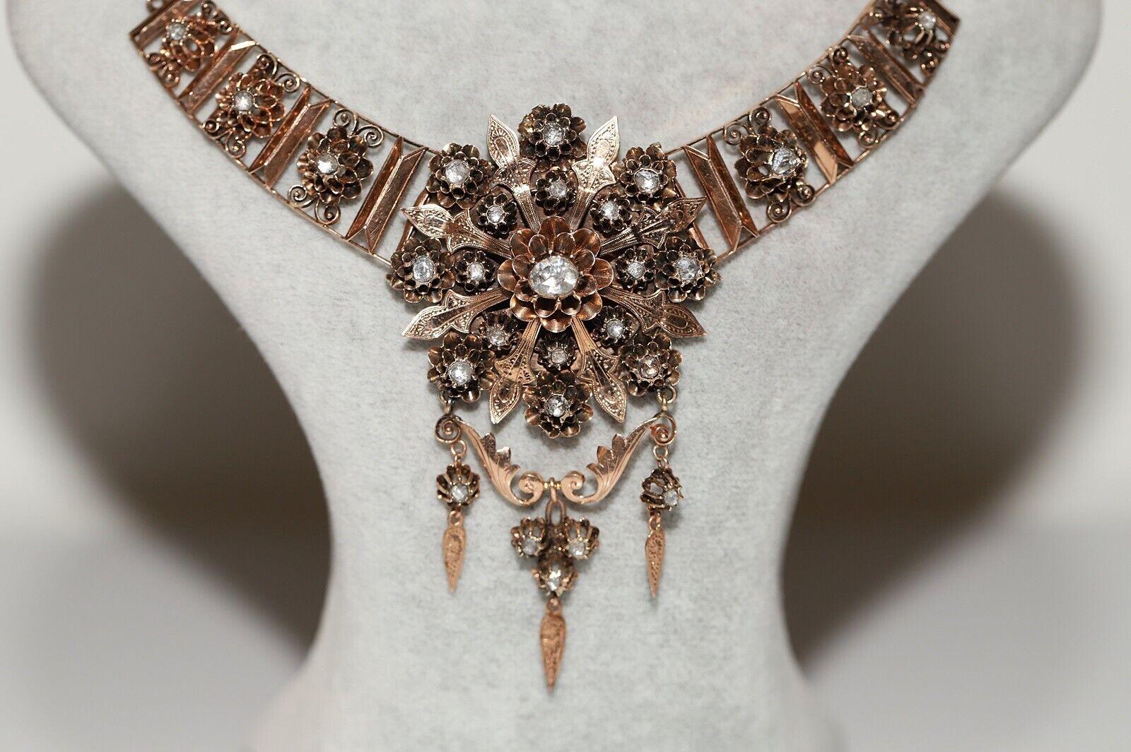 Antique Victorian Circa 1880s Natural Rose Cut Diamond Decorated Necklace  In Fair Condition For Sale In Fatih/İstanbul, 34