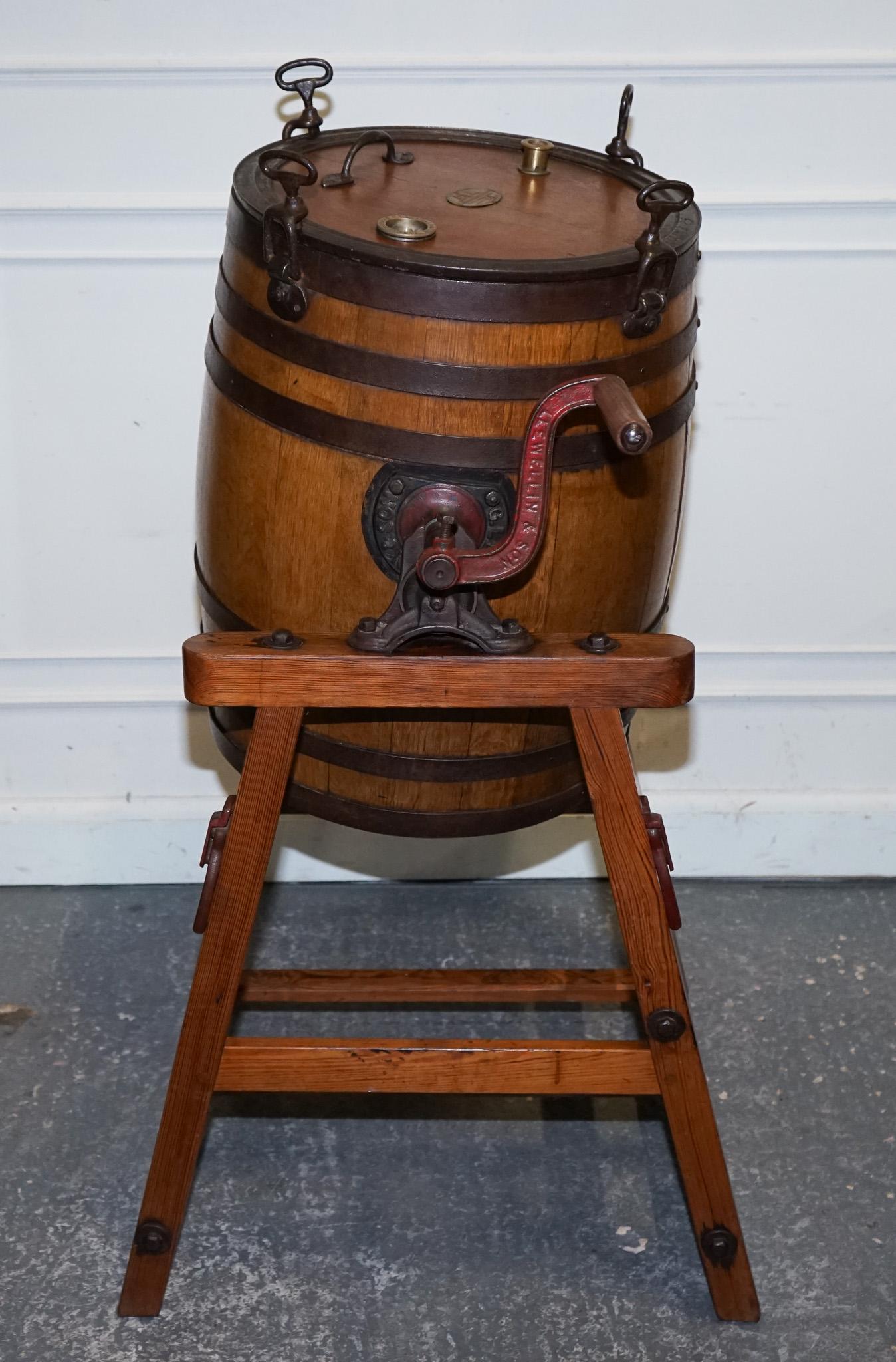 ANTIQUE VICTORIAN CIRCA 1885 ENGLISH G. LLEWELLiN & SONS BUTTER CHURN For Sale 13