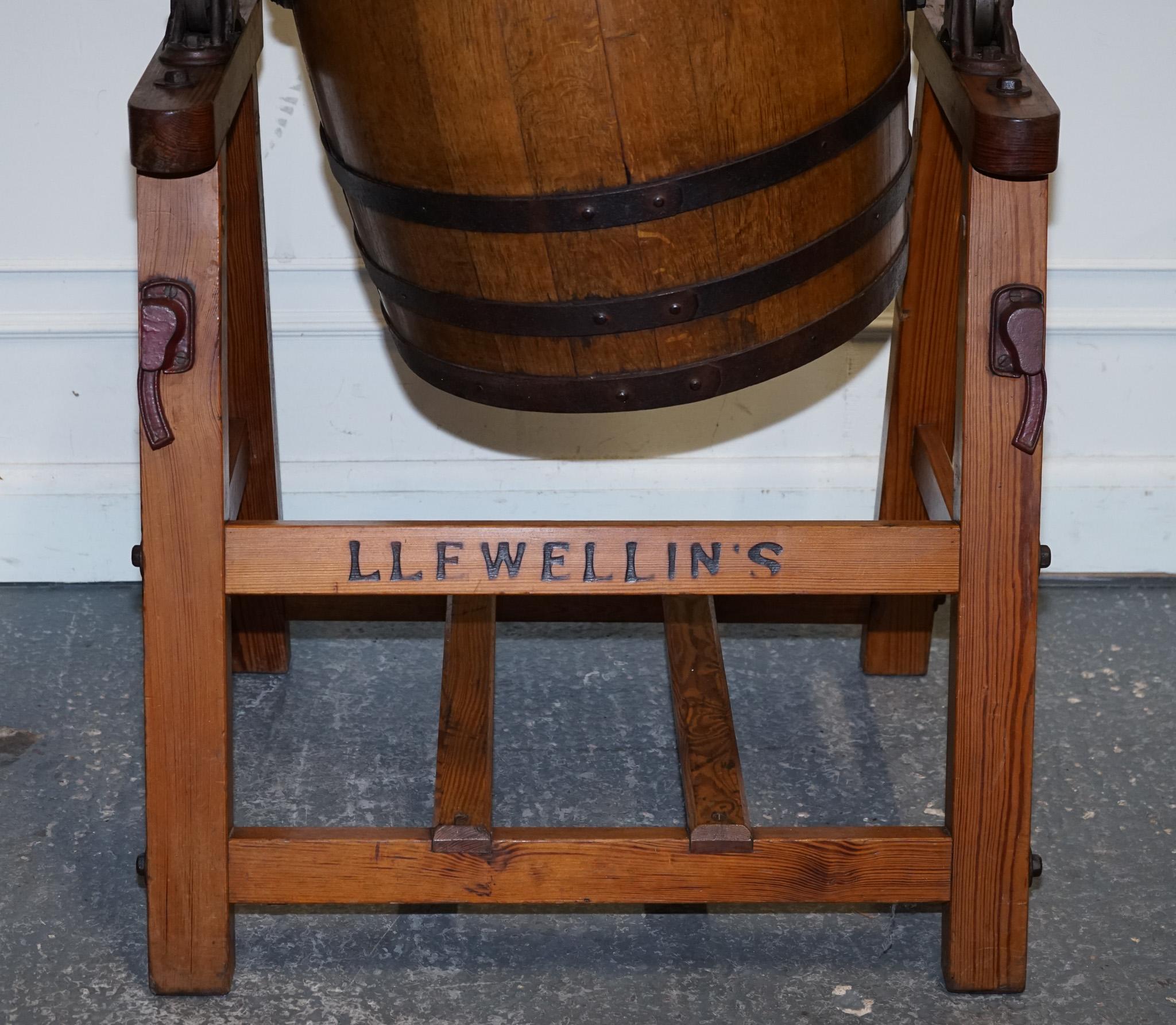 Hand-Crafted ANTIQUE VICTORIAN CIRCA 1885 ENGLISH G. LLEWELLiN & SONS BUTTER CHURN For Sale