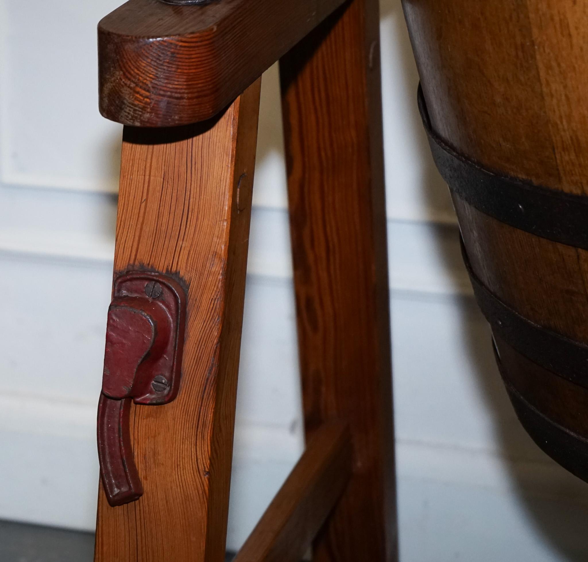 Pine ANTIQUE VICTORIAN CIRCA 1885 ENGLISH G. LLEWELLiN & SONS BUTTER CHURN For Sale