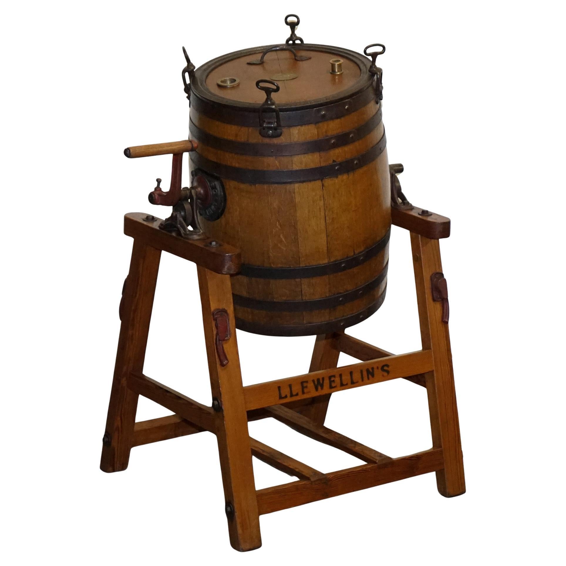 ANTIQUE VICTORIAN CIRCA 1885 ENGLISH G. LLEWELLiN 
SONS BUTTER CHURN For Sale