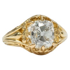 Antique Victorian circa 1890, 2.97 Carat Old Mine Cut Diamond Engagement Ring