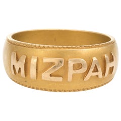Antike viktorianische circa 1891 Mizpah Ring Vintage 18 Karat Gold Band Fine Jewelry