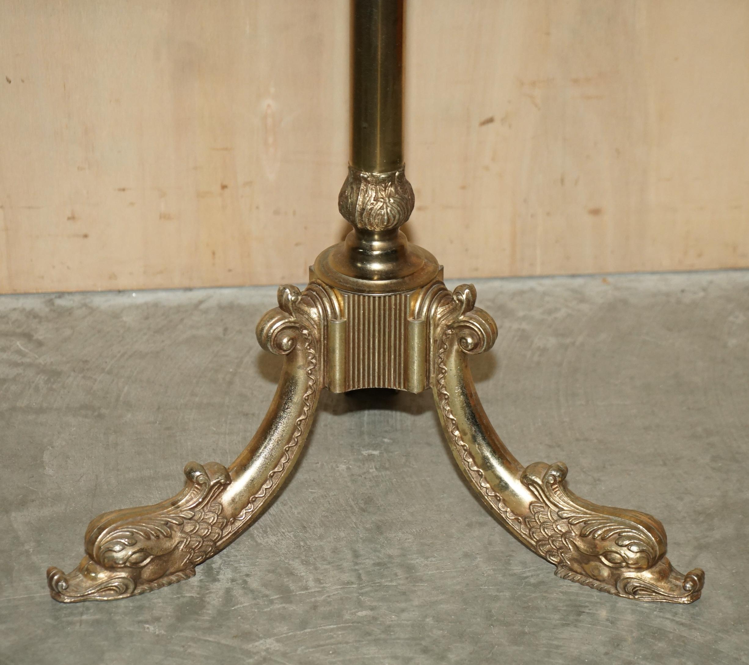 Late Victorian ANTIQUE VICTORIAN CiRCA 1900 BRASS COAT HAT & SCARF STAND RARE DOLPHIN CAST LEGS