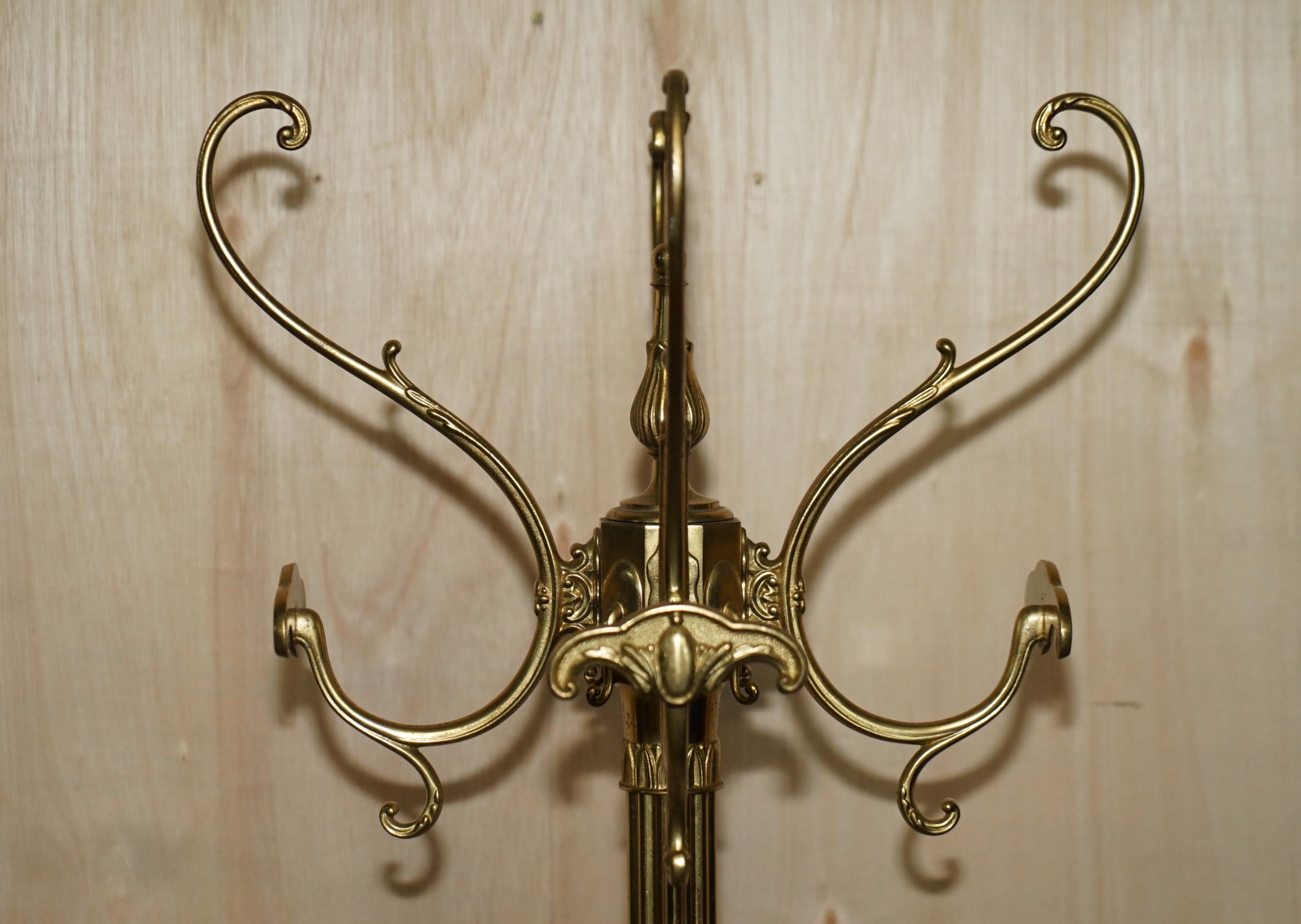 Antique Victorian circa 1900 Brass Marble Base Coat Hat and Scarf Stand ...