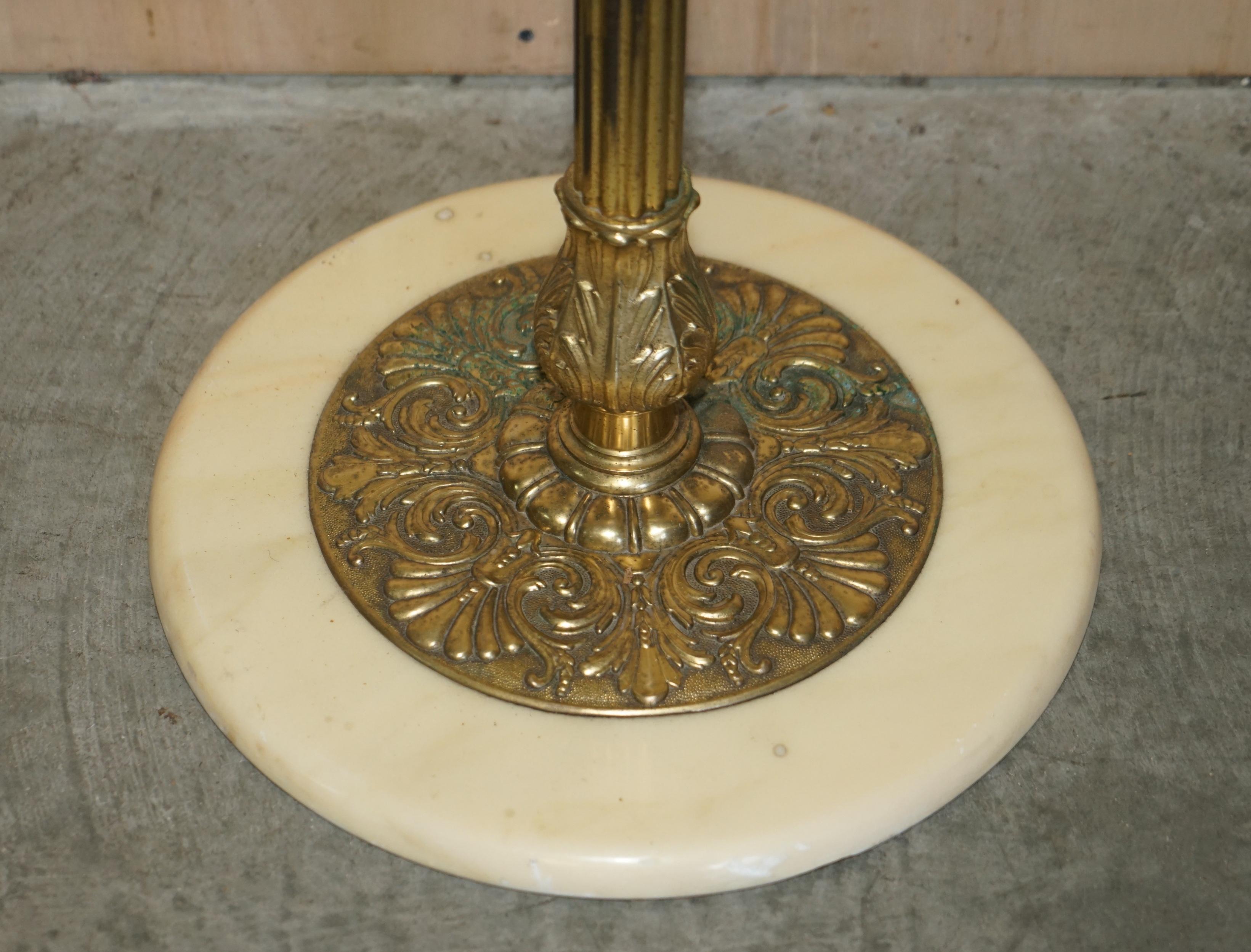 Hand-Crafted Antique Victorian circa 1900 Brass Marble Base Coat Hat & Scarf Stand or Rack For Sale