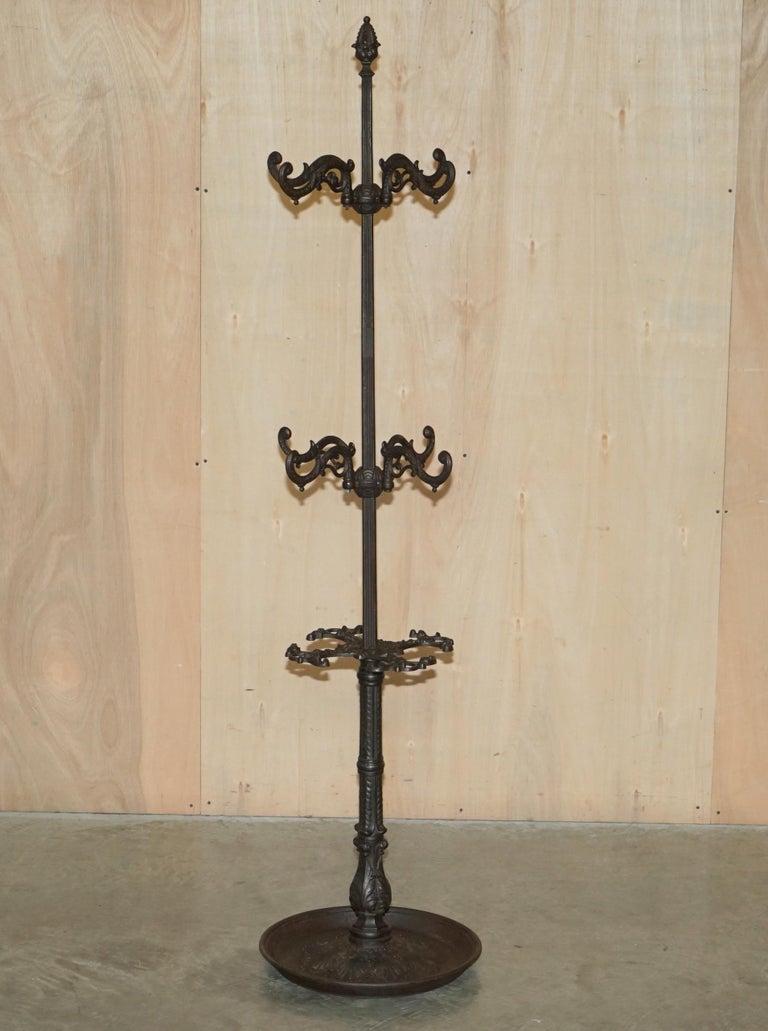 Antique Victorian circa 1900 Cast Iron Coat Hat Umbrlla and Scarf Stand or Rack For Sale at 1stDibs