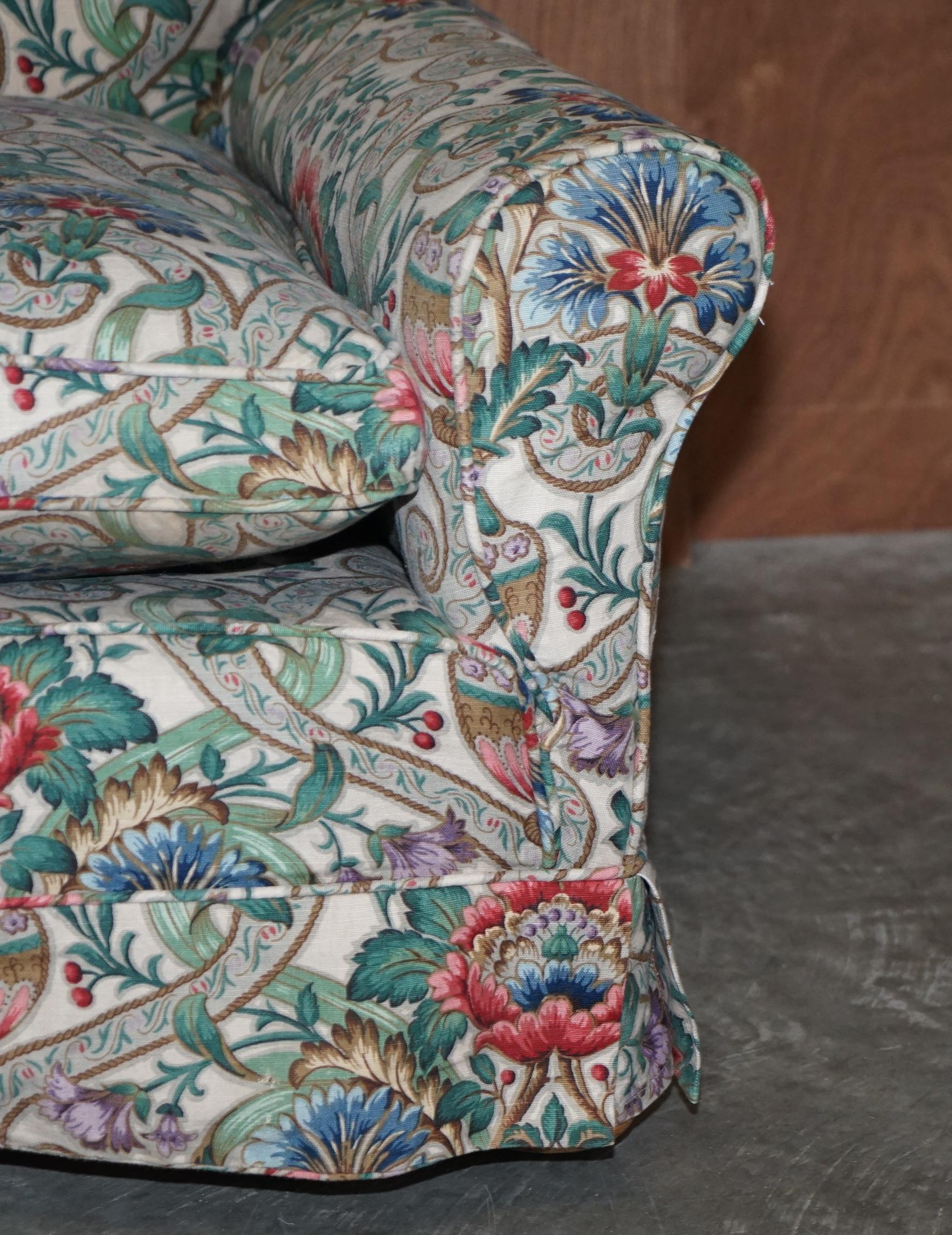 Antique Victorian circa 1900 Club Armchair with Chintz Embroidered Upholstery For Sale 2