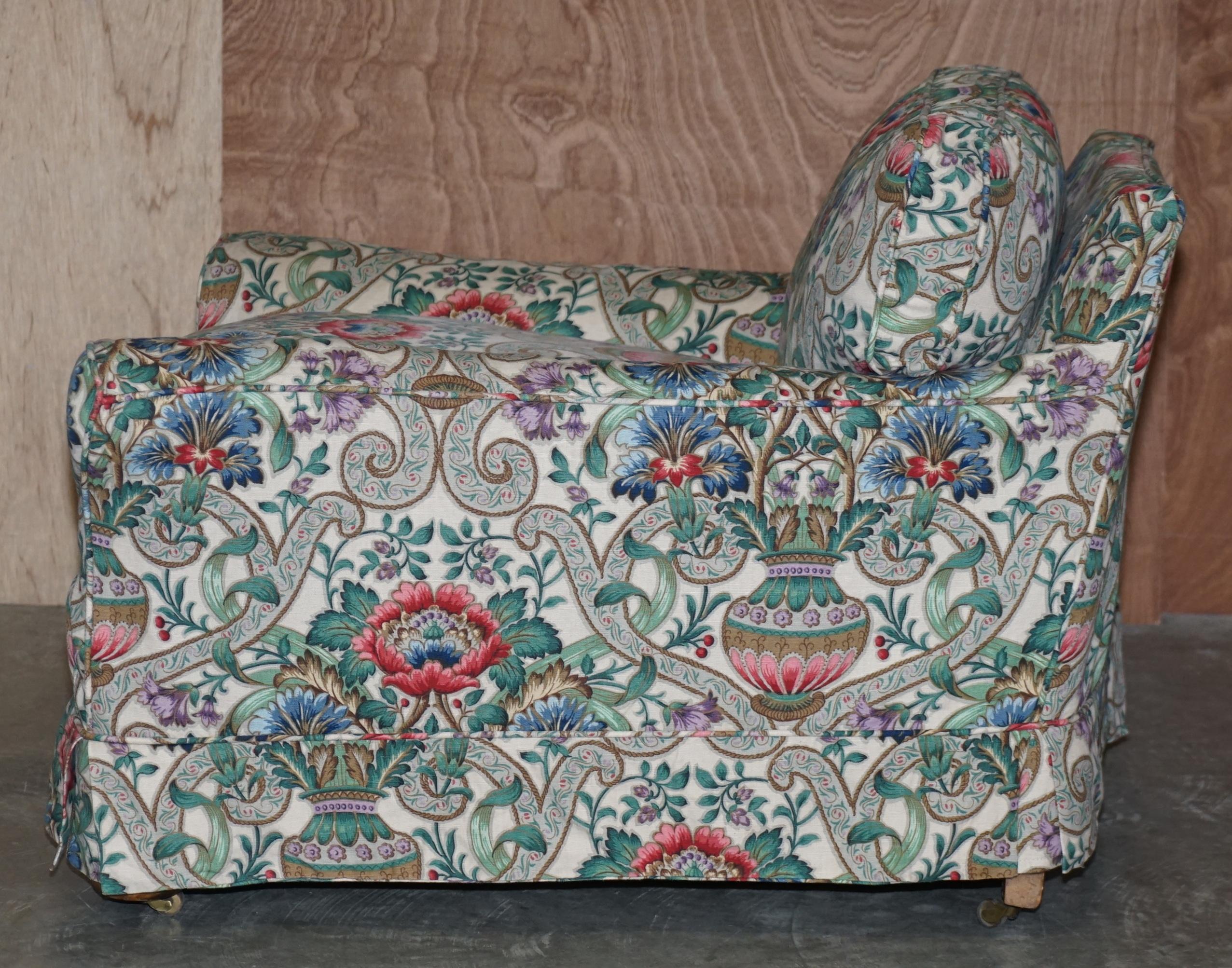 Antique Victorian circa 1900 Club Armchair with Chintz Embroidered Upholstery For Sale 3