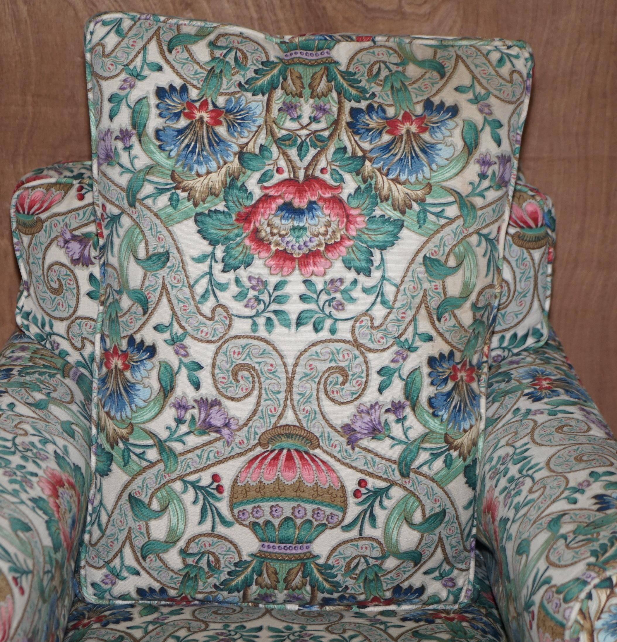 Antique Victorian circa 1900 Club Armchair with Chintz Embroidered Upholstery For Sale 6