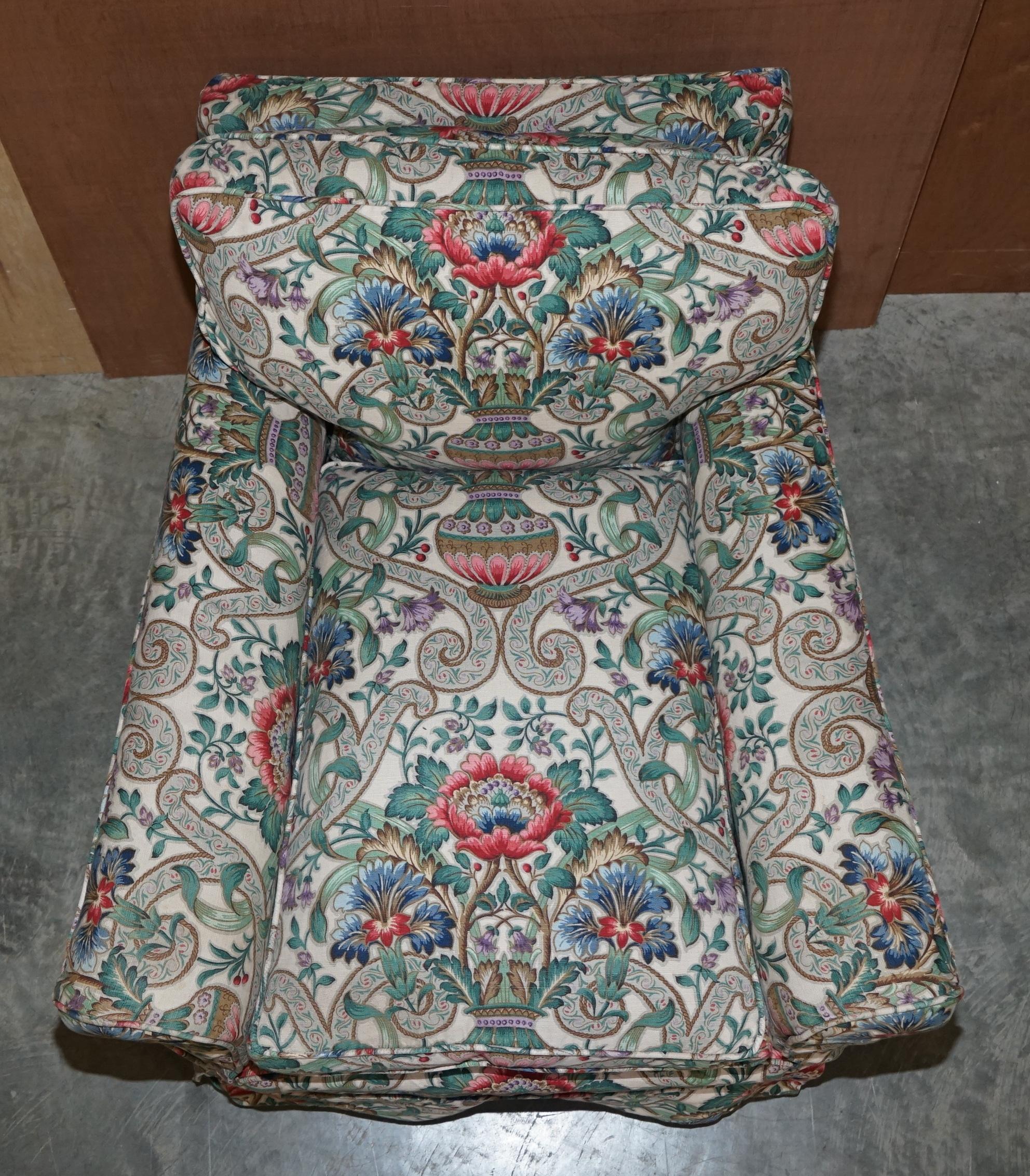 Late Victorian Antique Victorian circa 1900 Club Armchair with Chintz Embroidered Upholstery For Sale