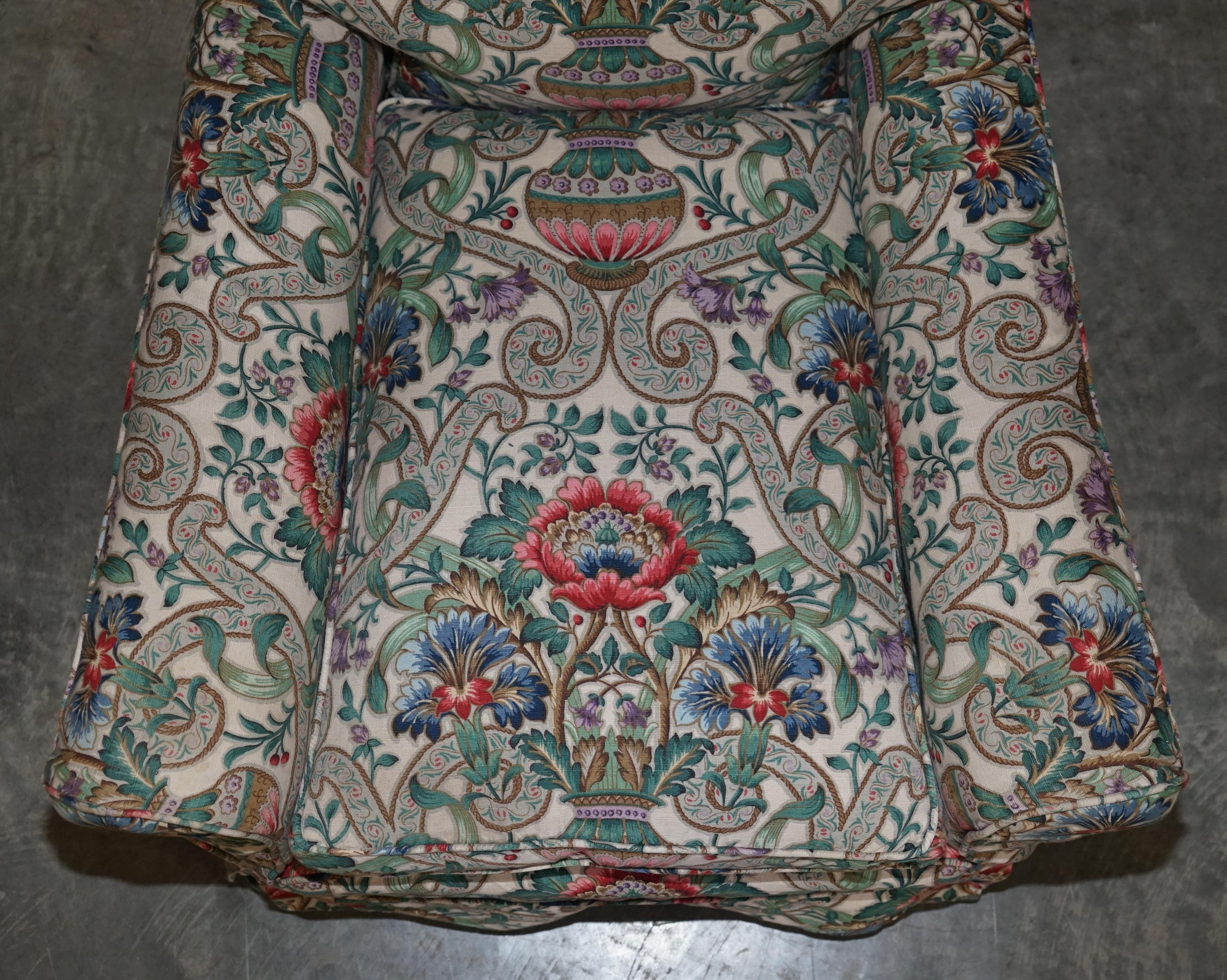 English Antique Victorian circa 1900 Club Armchair with Chintz Embroidered Upholstery For Sale
