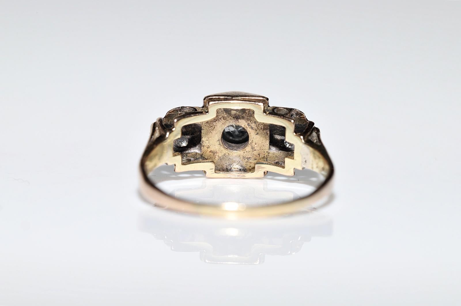 Antique Victorian Circa 1900s 14k Gold Natural Diamond Decorated Ring For Sale 5