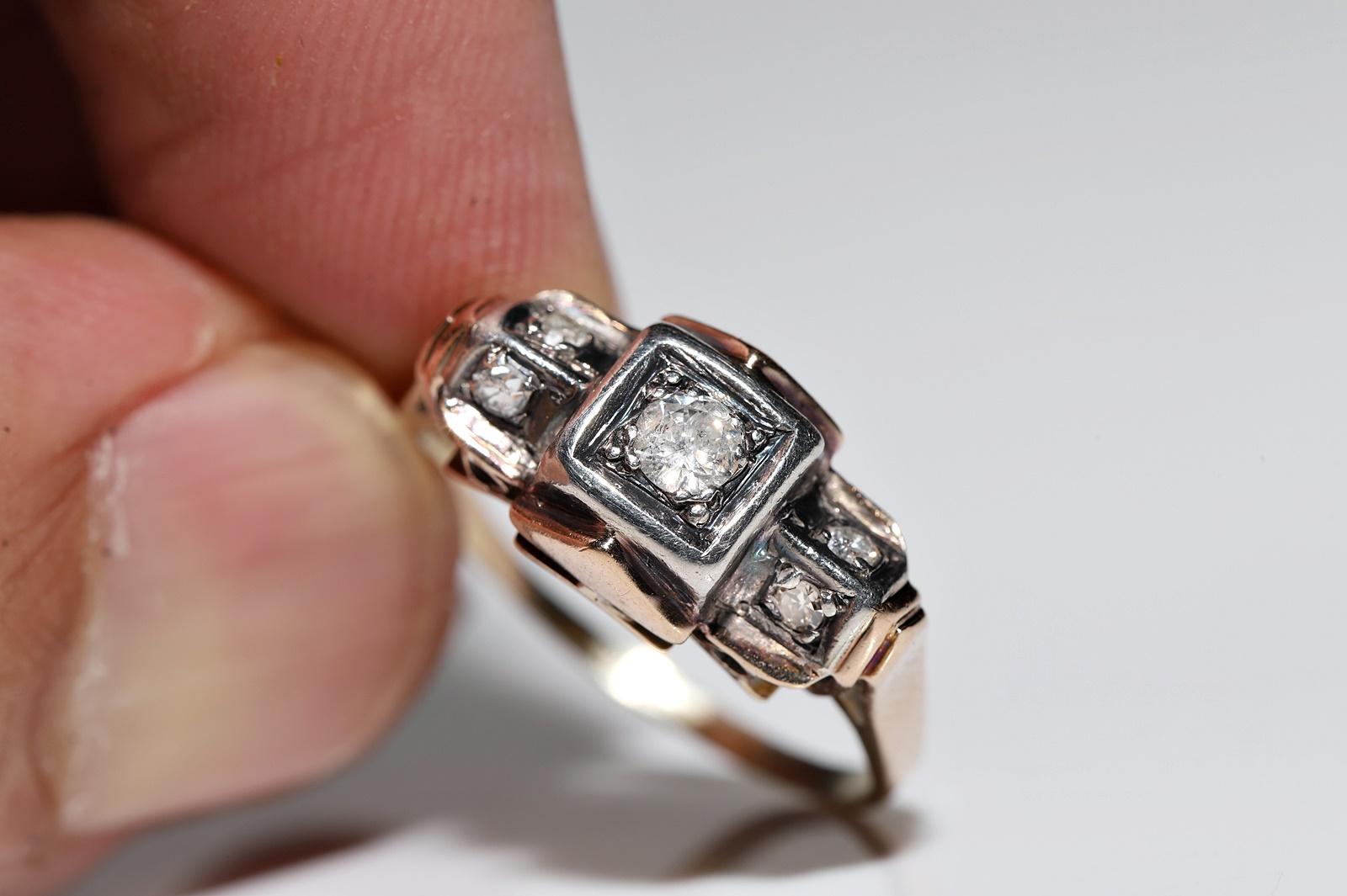 Antiker viktorianischer 14k Goldring mit natürlichem Diamant-Dekor, um 1900 im Angebot 7