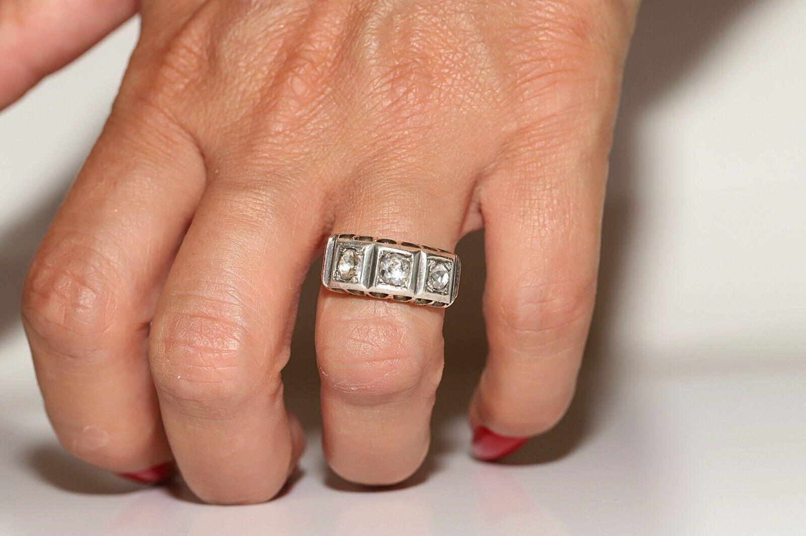 Antique Victorian Circa 1900s 14k Gold Top Silver Natural Rose Cut Diamond Ring For Sale 7