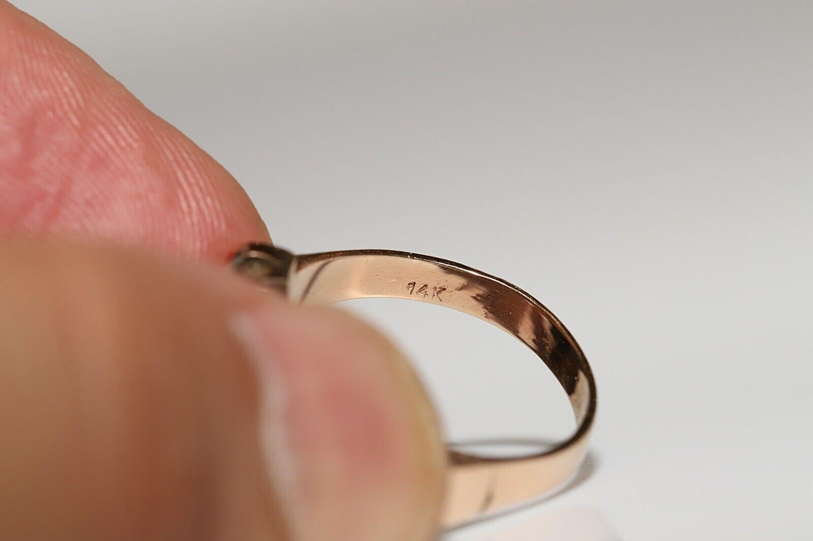 Antique Victorian Circa 1900s 14k Gold Top Silver Natural Rose Cut Diamond Ring For Sale 2