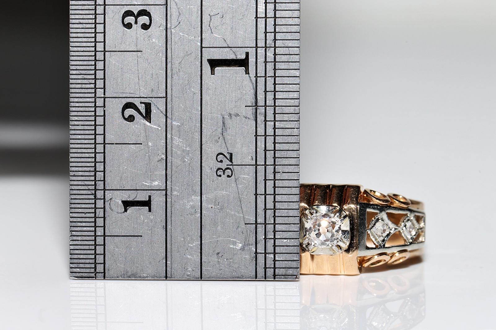 Antiker viktorianischer Ring, um 1900, 18 Karat Gold, natürlicher Diamant, dekoriert, erstaunlich  im Angebot 4