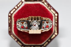 Antique Victorian Circa 1900s 18k Gold Natural Diamond Decorated Amazing Ring