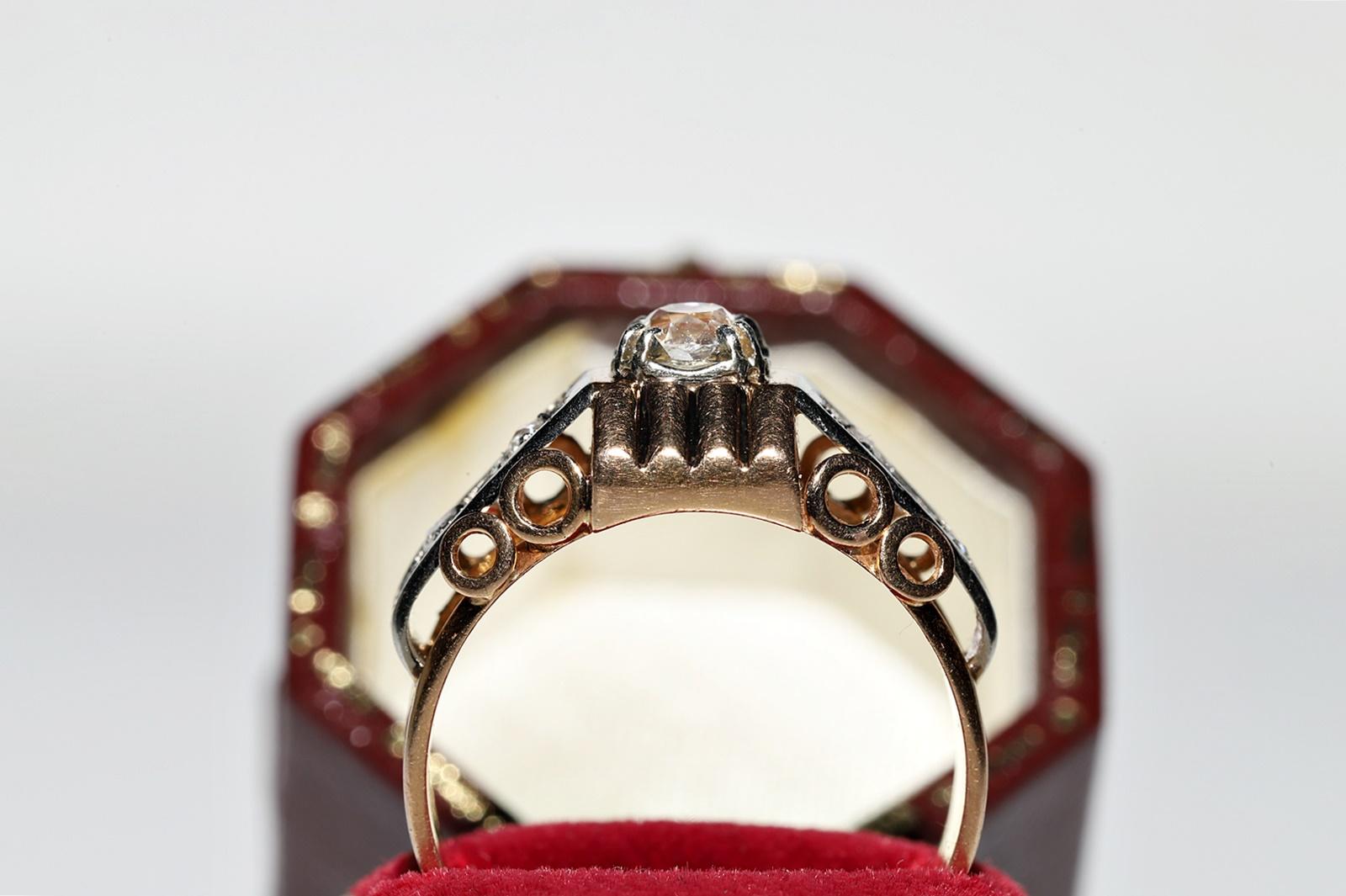 Antiker viktorianischer Ring, um 1900, 18 Karat Gold, natürlicher Diamant, dekoriert, erstaunlich  (Viktorianisch) im Angebot