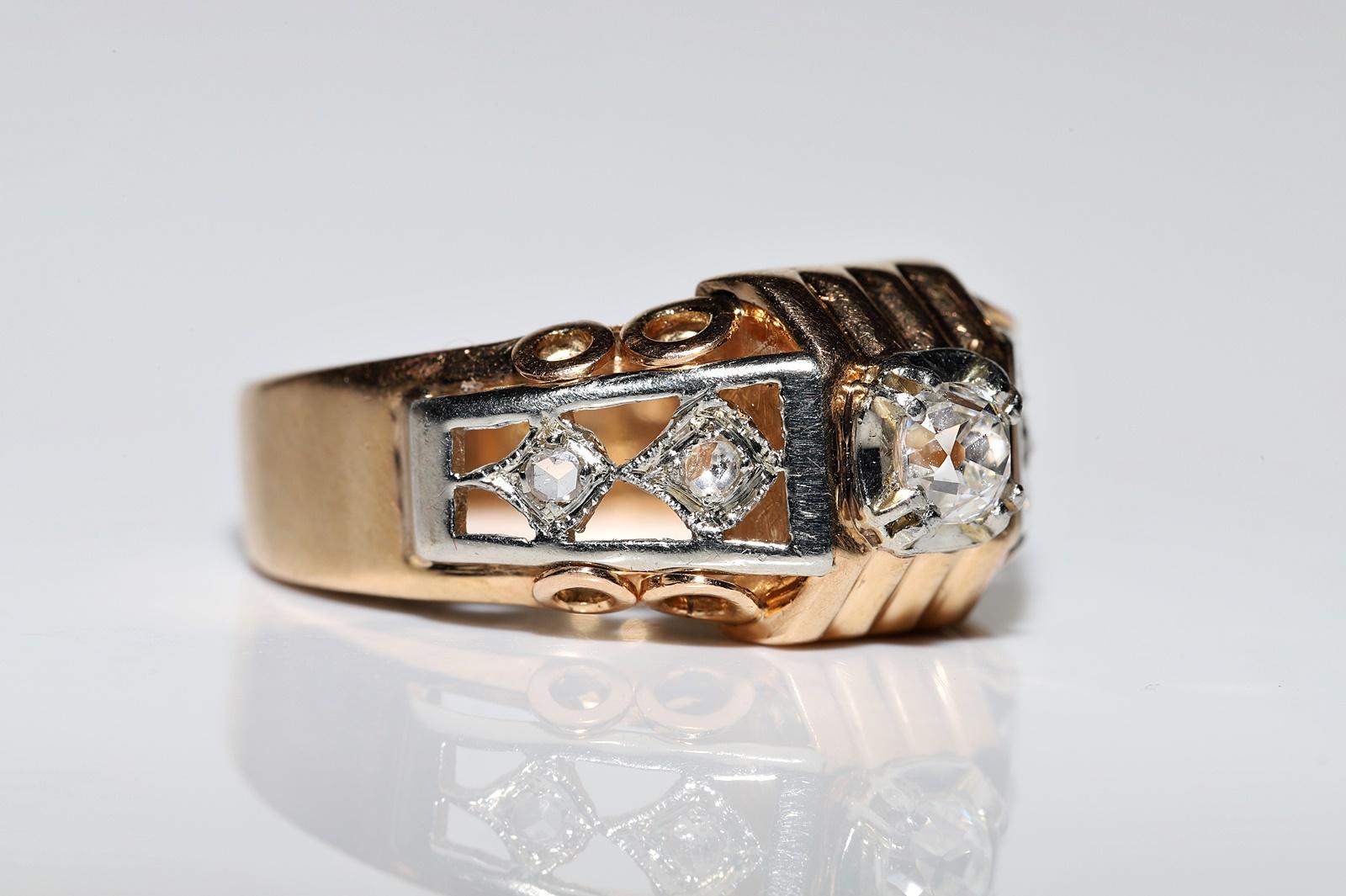 Antiker viktorianischer Ring, um 1900, 18 Karat Gold, natürlicher Diamant, dekoriert, erstaunlich  im Zustand „Gut“ im Angebot in Fatih/İstanbul, 34