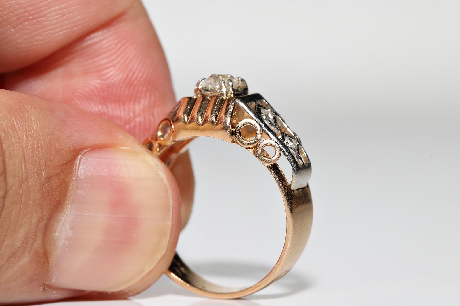 Antiker viktorianischer Ring, um 1900, 18 Karat Gold, natürlicher Diamant, dekoriert, erstaunlich  Damen im Angebot