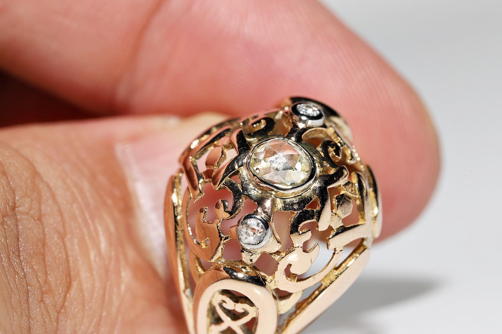 Bague ancienne victorienne Circa 1900s en or 18k décorée de diamants naturels en vente 5