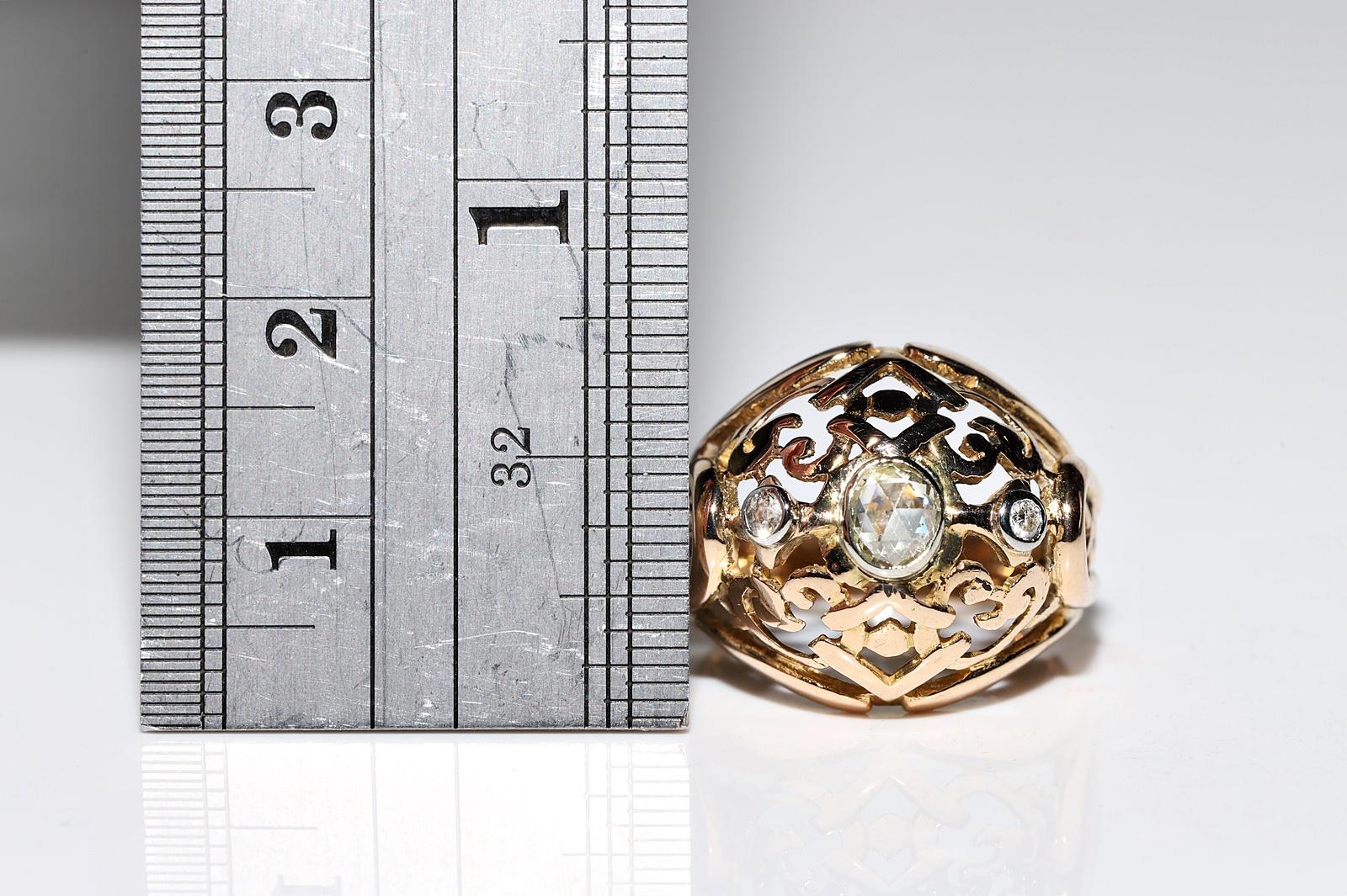 Bague ancienne victorienne Circa 1900s en or 18k décorée de diamants naturels en vente 1