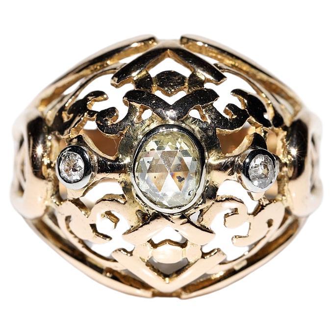 Antique Victorian Circa 1900s 18k Gold Natural Diamond Decorated Ring For Sale