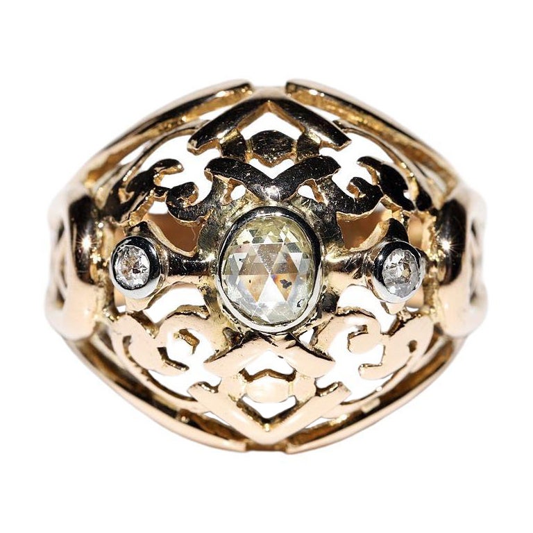 Bague ancienne victorienne Circa 1900s en or 18k décorée de diamants naturels