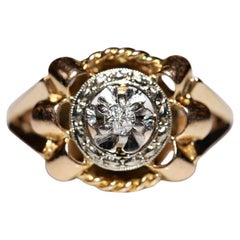 Antiker viktorianischer Verlobungsring, um 1900, 18 Karat Gold, natürlicher Diamant, Solitär