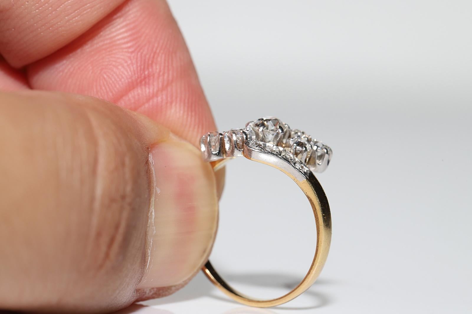 Antiker viktorianischer 18 Karat Gold natürlicher Altschliff, um 1900  Diamantverzierter Ring  Damen im Angebot
