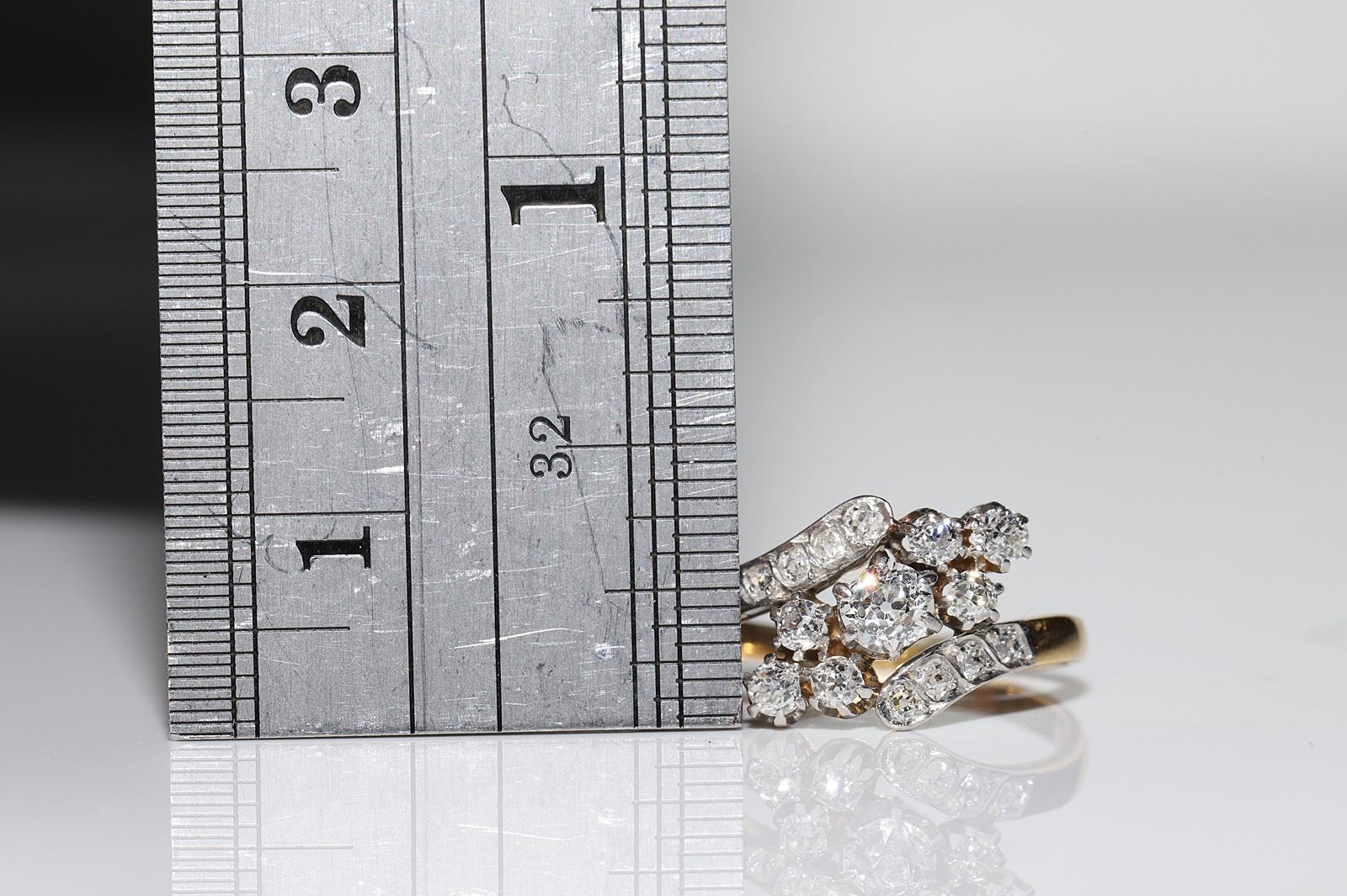 Antiker viktorianischer 18 Karat Gold natürlicher Altschliff, um 1900  Diamantverzierter Ring  im Angebot 2
