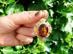 Antique Victorian Citrine Enamel and Yellow Gold Pendant