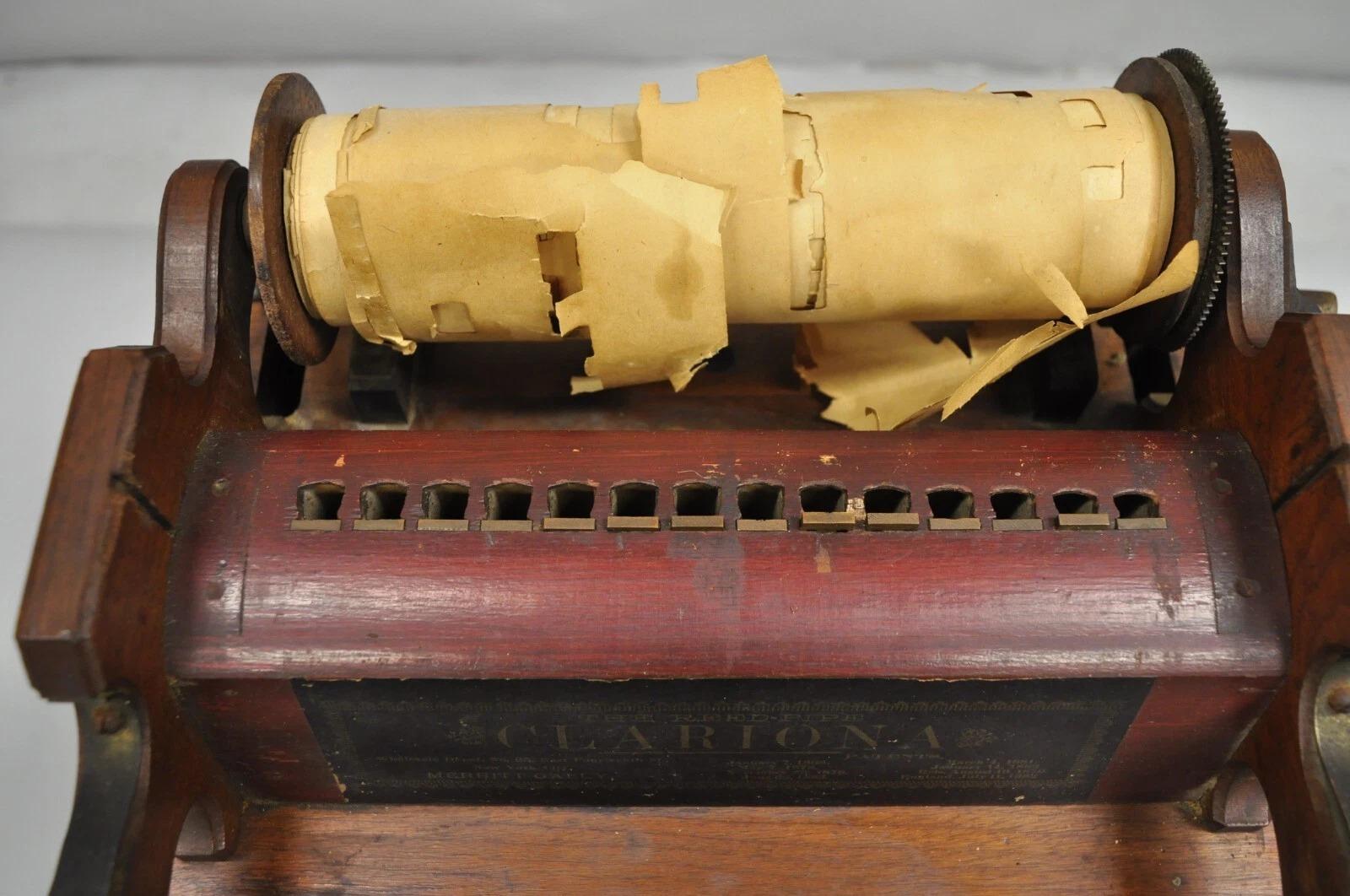 Petite boîte à musique victorienne ancienne Clariona Merritt Gally 14 Reed Pipe Organette en vente 2