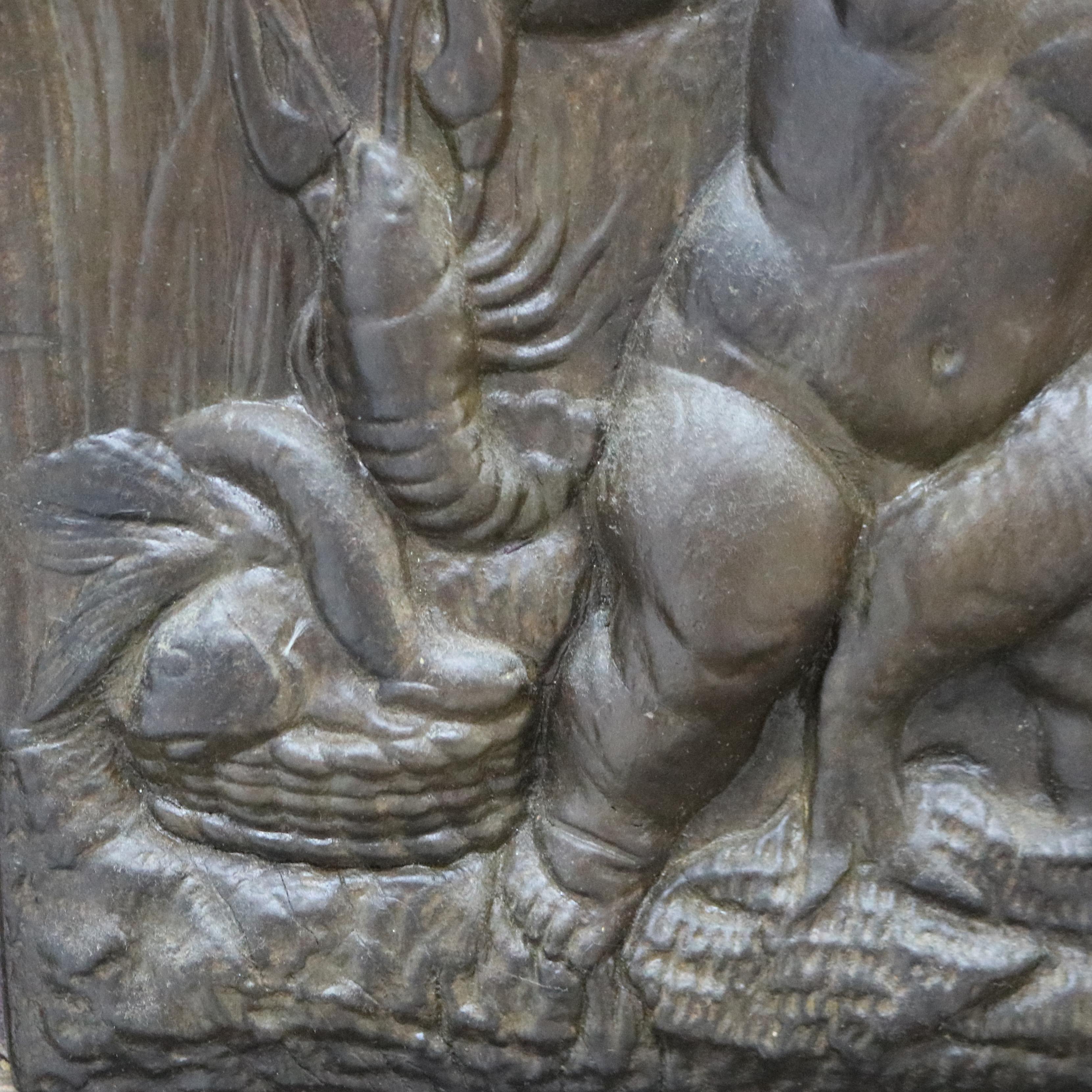 19th Century Antique Victorian Classical Bronzed High Relief Plaque with Genre Scene C1890 For Sale