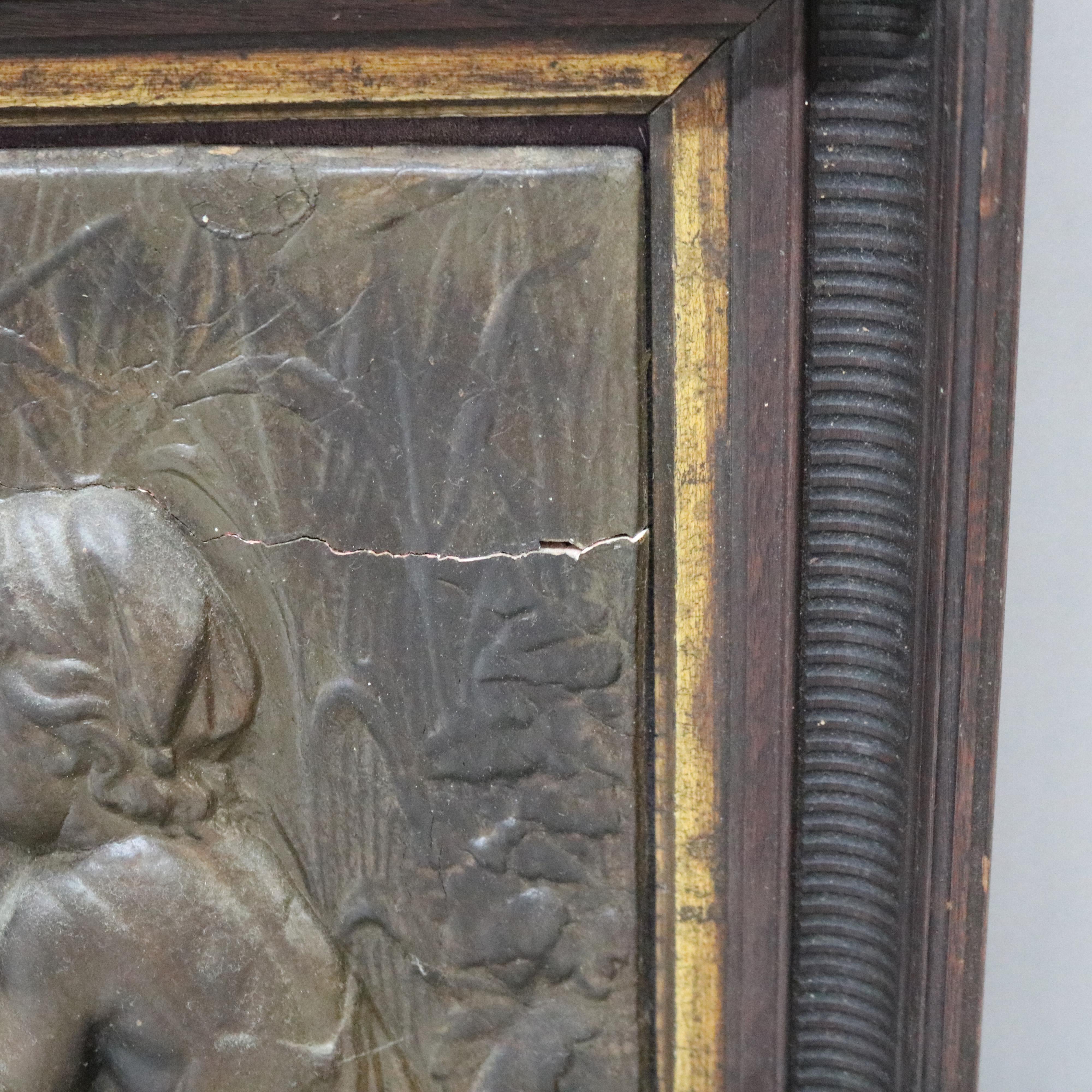 Antique Victorian Classical Bronzed High Relief Plaque with Genre Scene C1890 For Sale 1