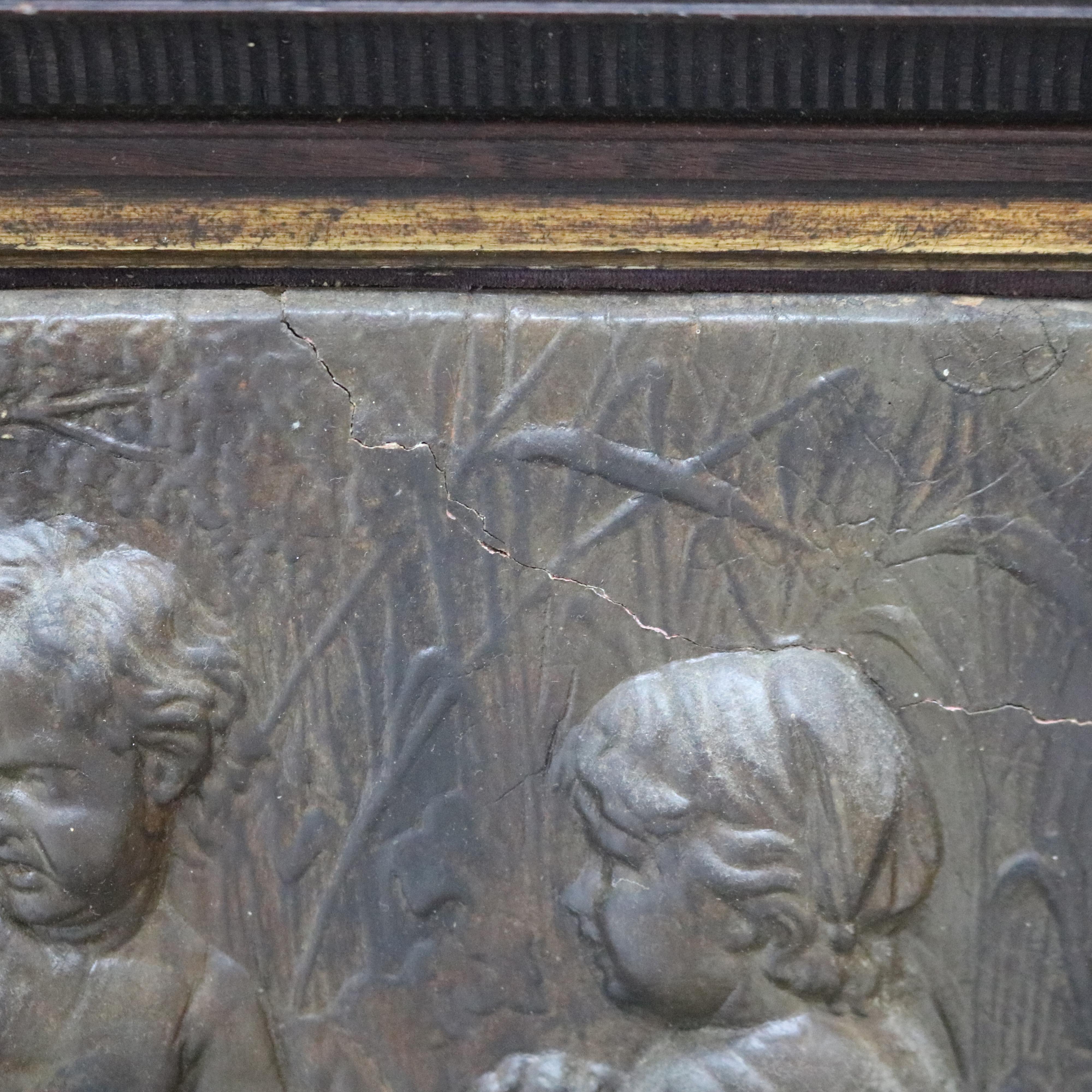Antique Victorian Classical Bronzed High Relief Plaque with Genre Scene C1890 For Sale 2