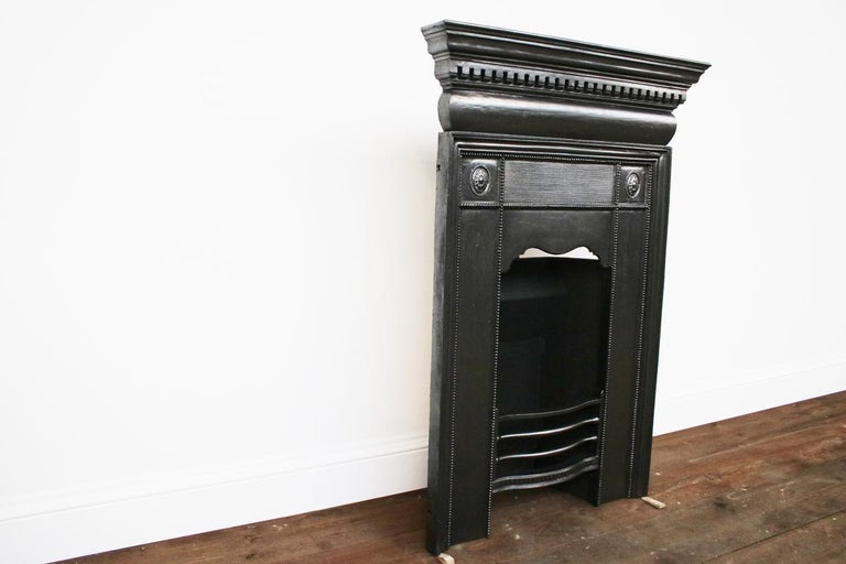 Antique Victorian Classical Cast Iron Bedroom Fireplace For Sale
