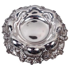 Antique Victorian Classical Sterling Silver Rose Centerpiece Bowl