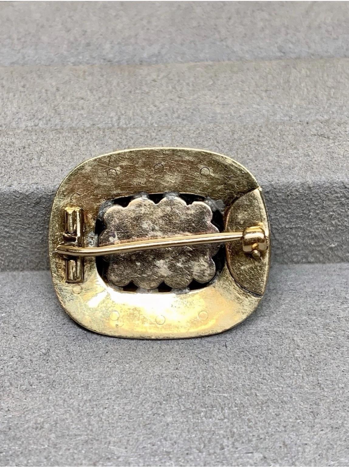 Antike viktorianische Kobalt-Emaille Alte Mine Cut Diamant Turmalin Brosche für Damen oder Herren im Angebot