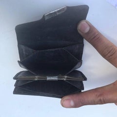 Antique Victorian Coin Leather Purse Wallet Collectible Snap Money Holder, 1890s