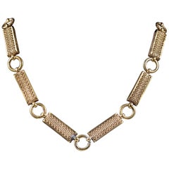 Antique Victorian Collar 18 Carat Gold on Silver Necklace, circa 1880