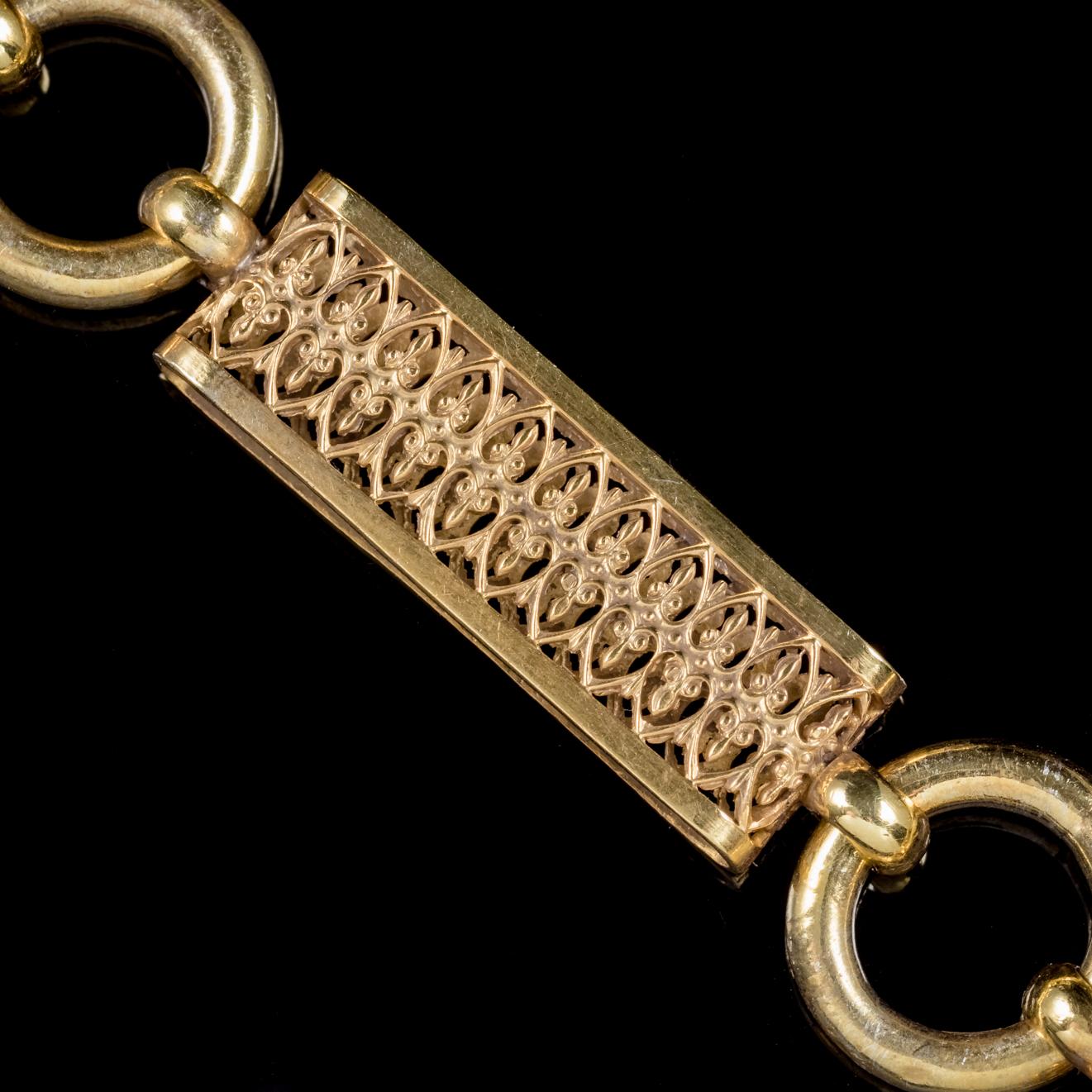 Antique Victorian Collar 18 Carat Gold on Silver Necklace, circa 1880 im Zustand „Gut“ im Angebot in Lancaster, Lancashire